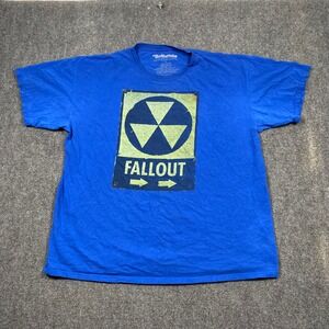 Bethesda Fallout Radioactive Symbol T Shirt Mens XL Blue Cotton Graphic Tee